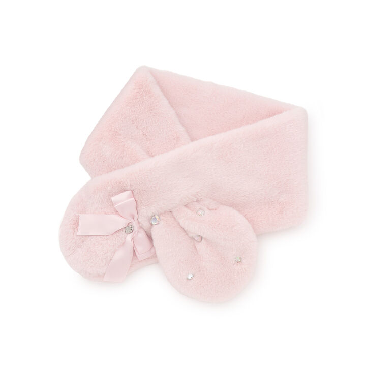 Ribbon Faux Fur Scarf,Pink, medium image number 0