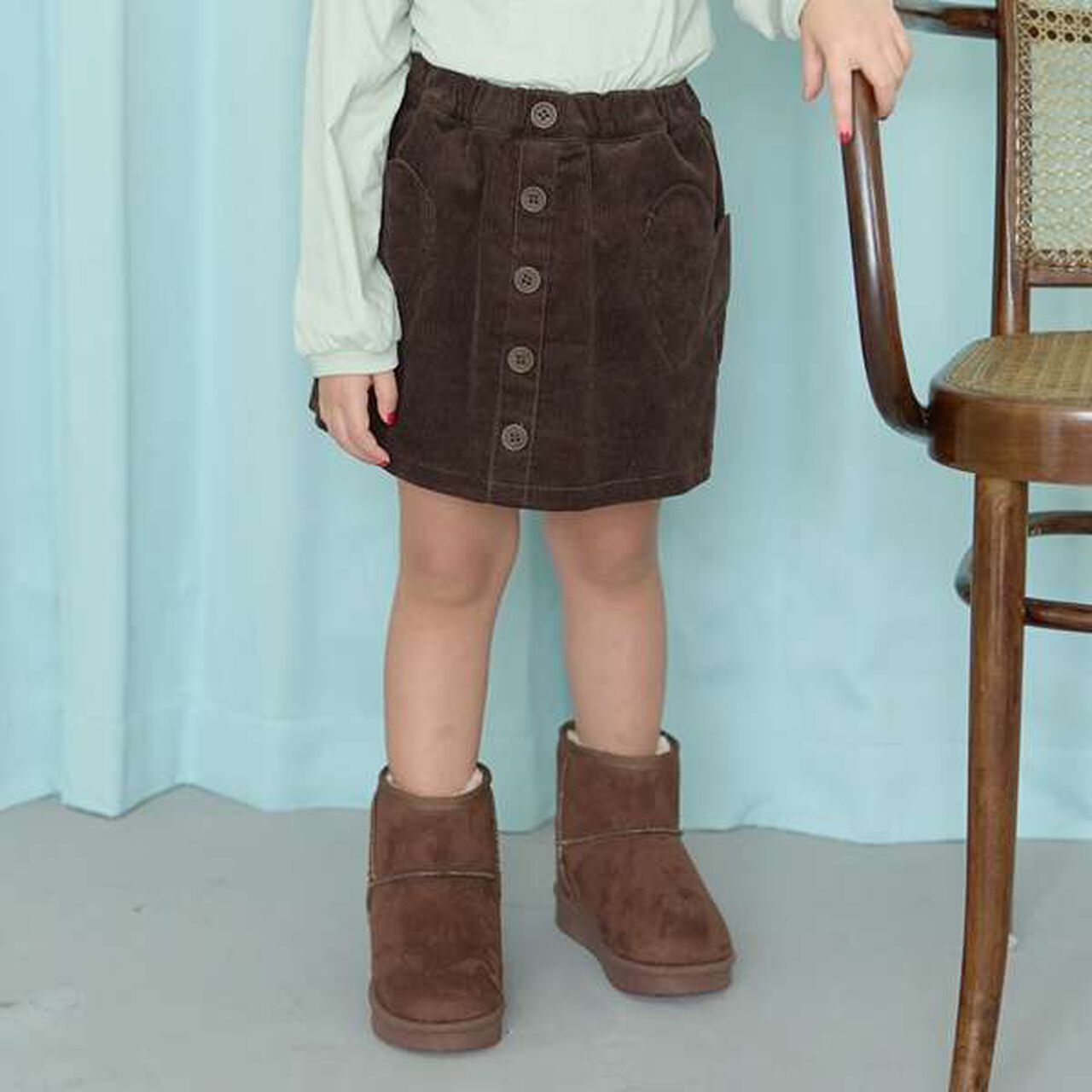 Heart Pocket Corduroy Skirt Pants,Moss green, large image number 23