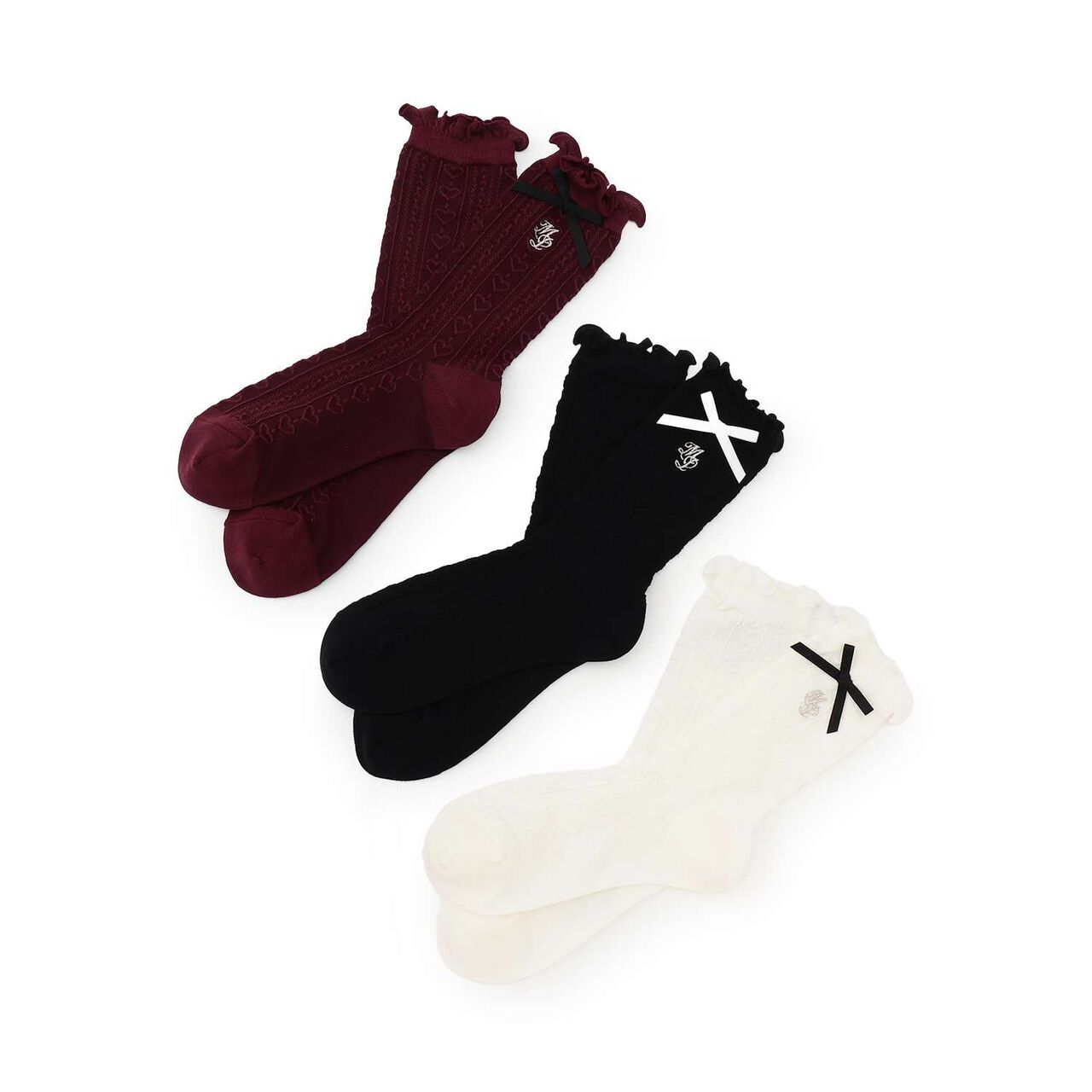 [Antibacterial Deodorizing] Frill Ribbon Socks,Black, large image number 3