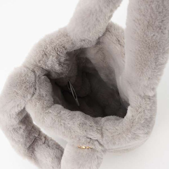 Pearl-Embellished Faux Fur Bag,Light pink, medium image number 4