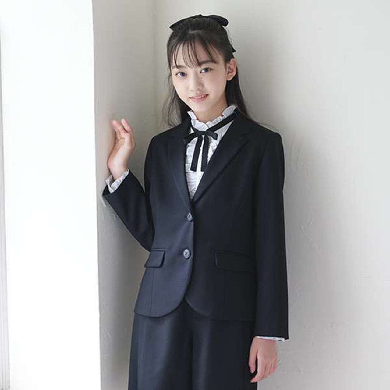 Stand Frill Blouse,Gray, large image number 11