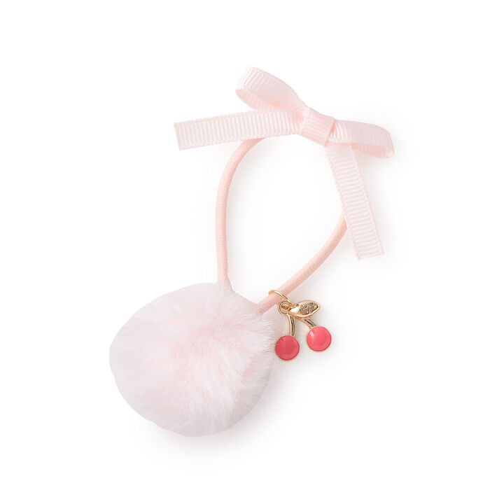 Bun Top & Ribbon Motif Hair Ponytail Holder,Pink, medium image number 0