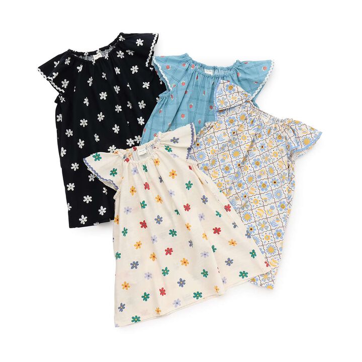 [Link] Cotton Rayon All-Over Pattern Short-Sleeve One-Piece Dress,Black, medium image number 20