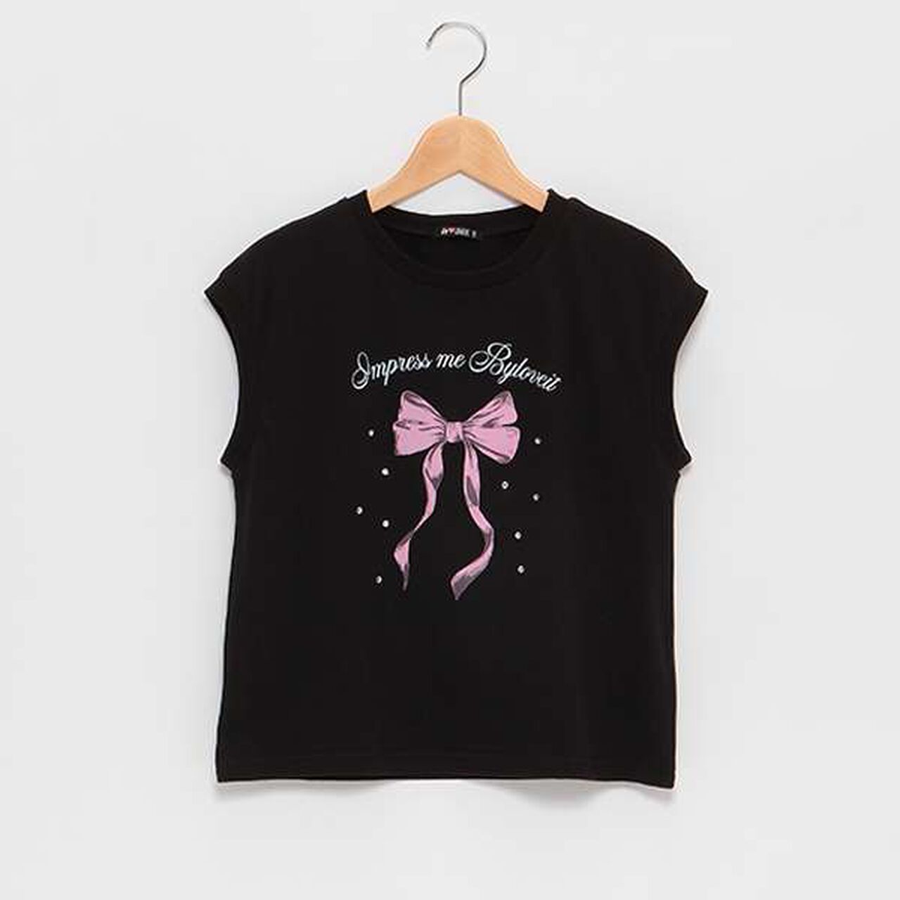 [Web Exclusive] Sparkling Jewel Ribbon T-Shirt,Black, large image number 0
