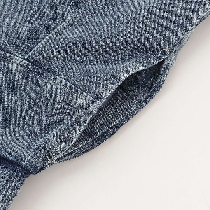 [With Belt Loops] Denim-Look Pleated Skirt,Blue, medium image number 11