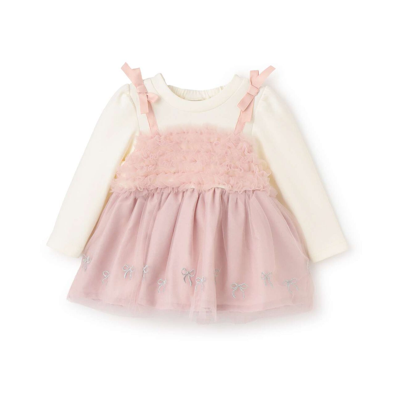 Ribbon Embroidery Tulle Docking Tunic,Charcoal gray, large image number 7