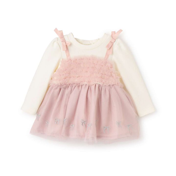 Ribbon Embroidery Tulle Docking Tunic,Charcoal gray, medium image number 7