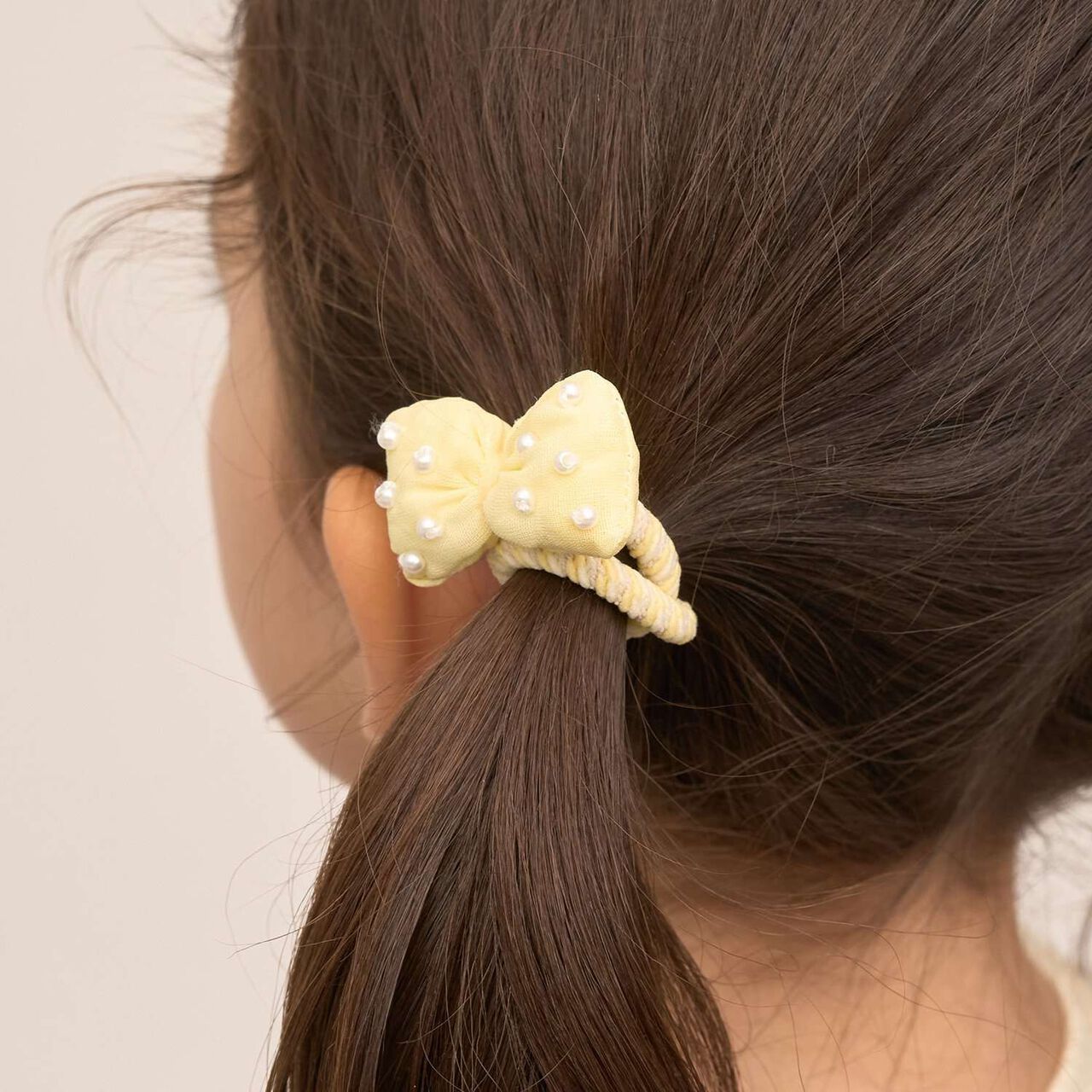 Puffy Ribbon Hair Ties (Set of 2),Cream, large image number 0