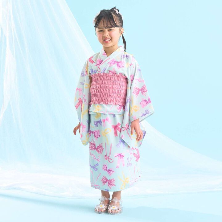 [Easy Wear♪] Cool Touch 4-Way Separate Yukata with Obi Belt (Kawaii) [Kids Girls],Dark red, medium image number 27