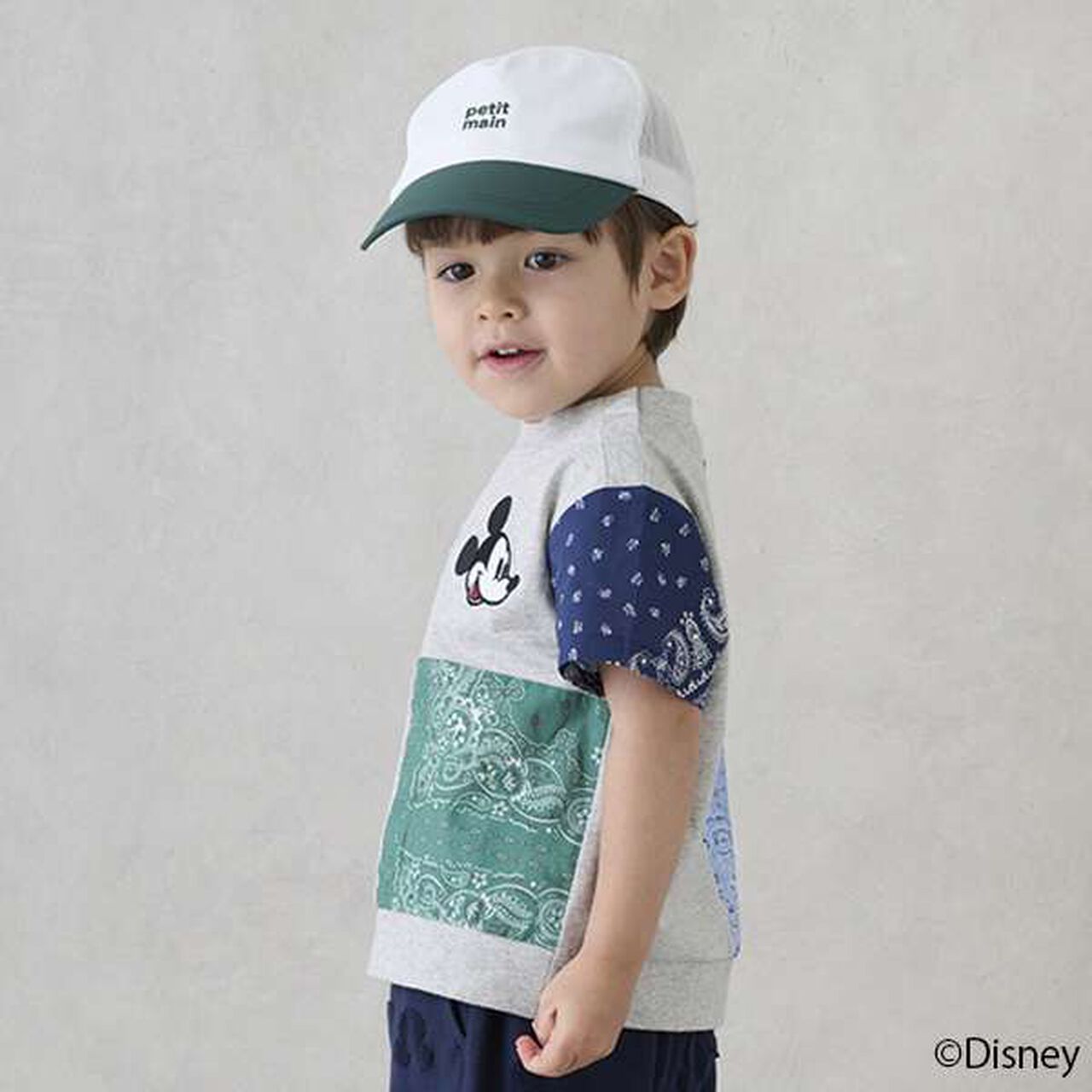 [Disney] Patchwork Short Sleeve T-Shirt,Beige, large image number 2