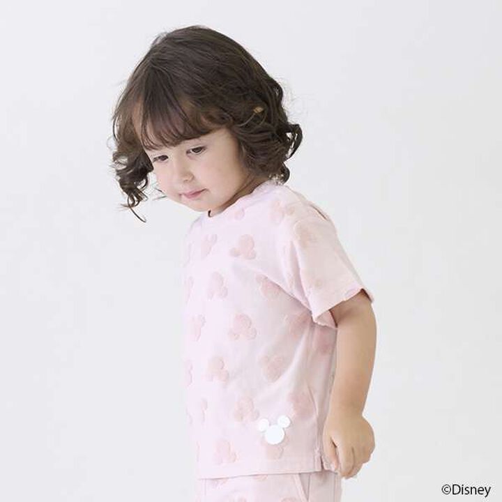 [Disney] Pile Jacquard Pattern T-Shirt,Light pink, medium image number 1
