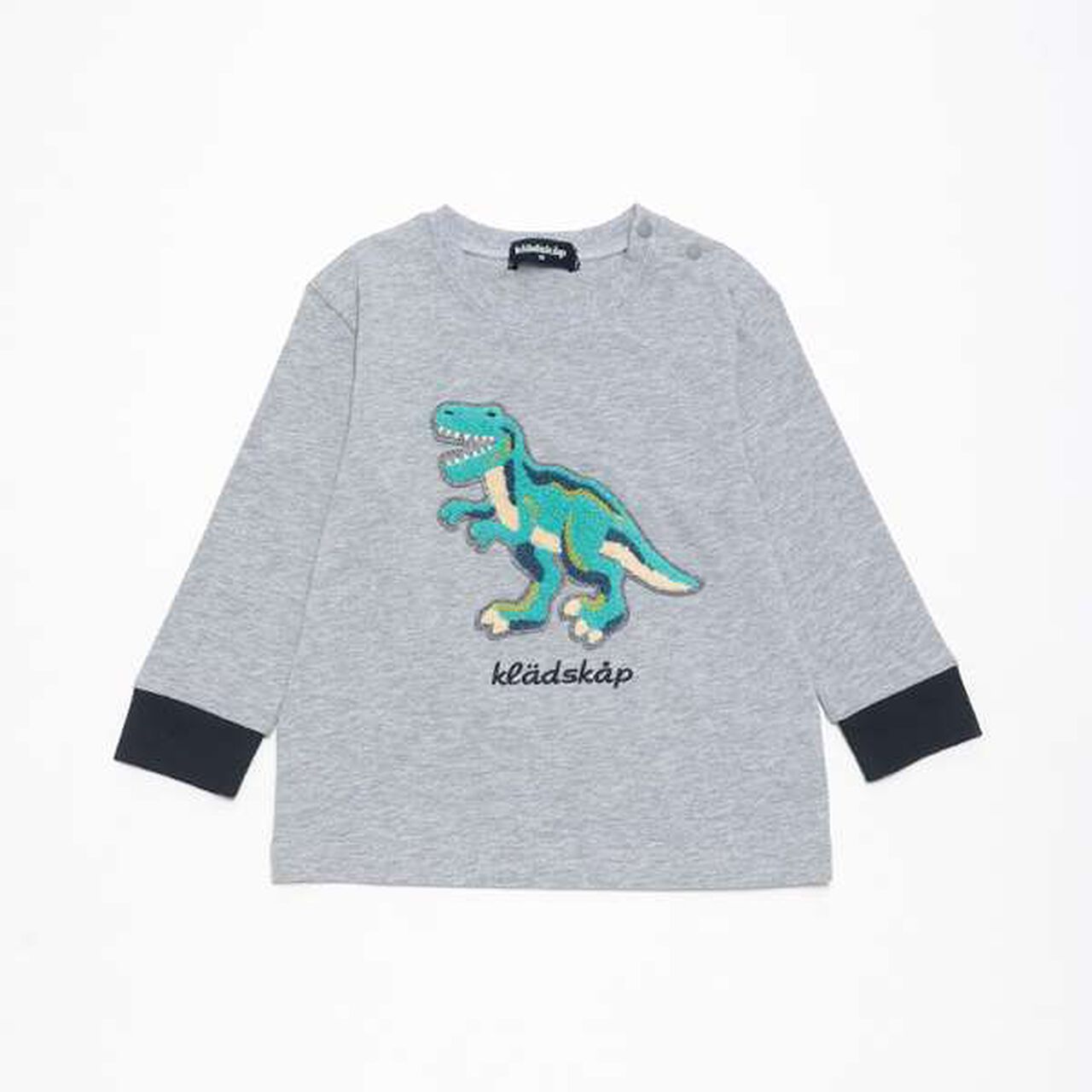 Sagara Dinosaur Long-Sleeve T-Shirt,Top gray, large image number 0