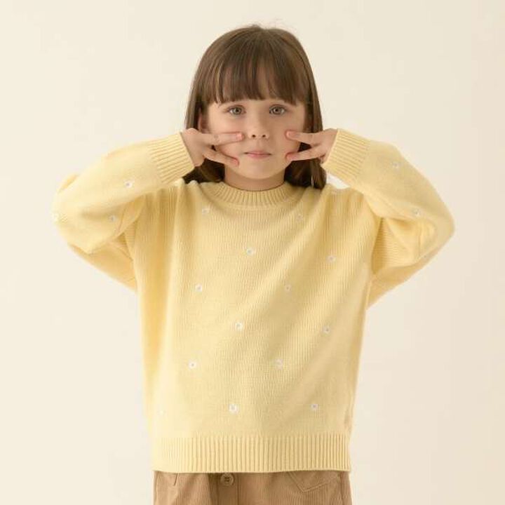 Heart & Flower Embroidered Sweater Set,Cream, medium image number 0