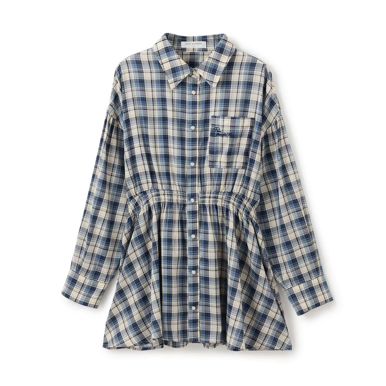 Front Peplum Checkered Shirt,Black, large image number 8