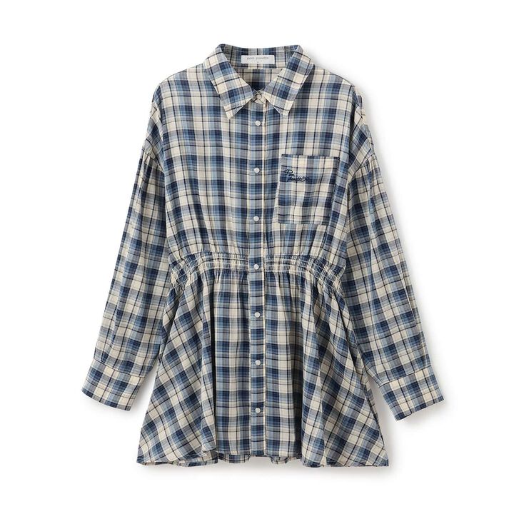 Front Peplum Checkered Shirt,Black, medium image number 8