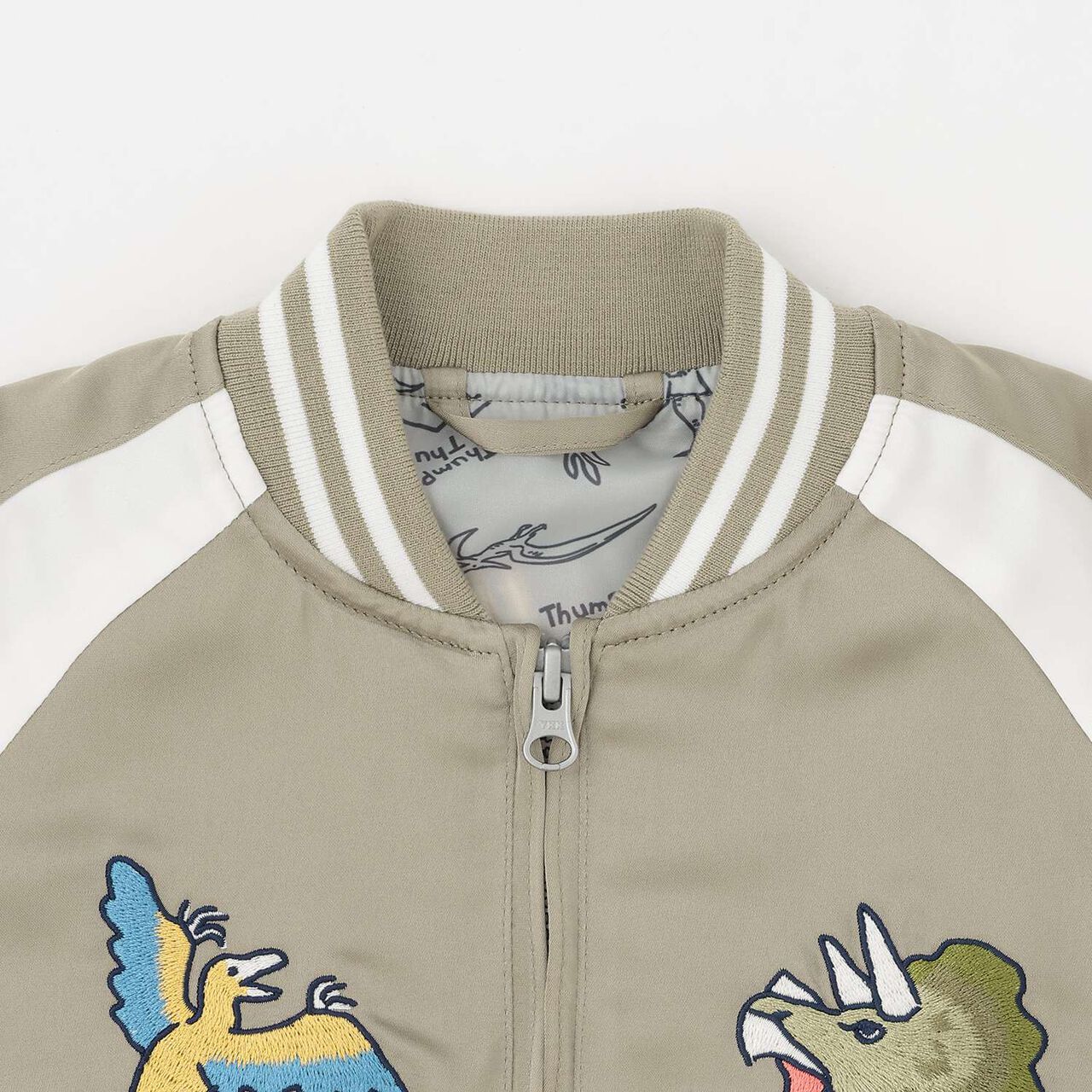 Dinosaur Embroidered Souvenir Jacket (Sukajan),Khaki, large image number 13