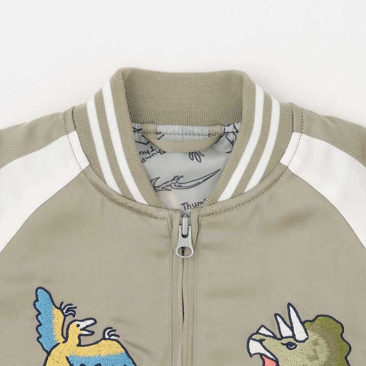 Dinosaur Embroidered Souvenir Jacket (Sukajan),Khaki, medium image number 13