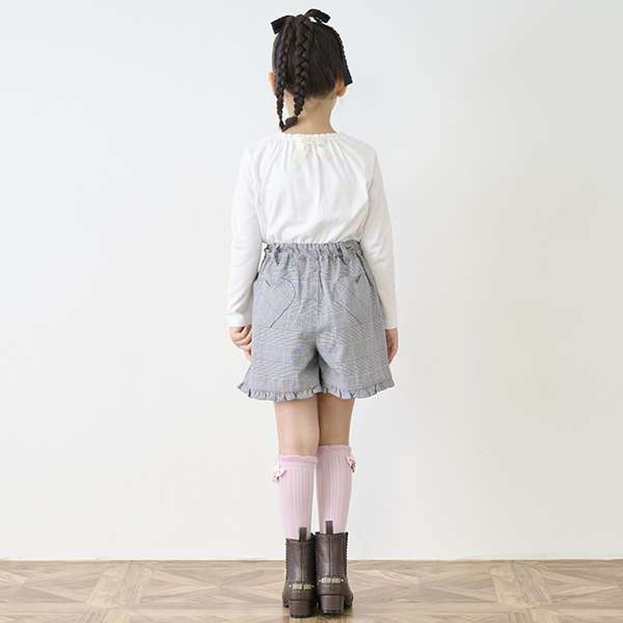 Glen Check Shorts with Bear Charm,Black, large image number 10