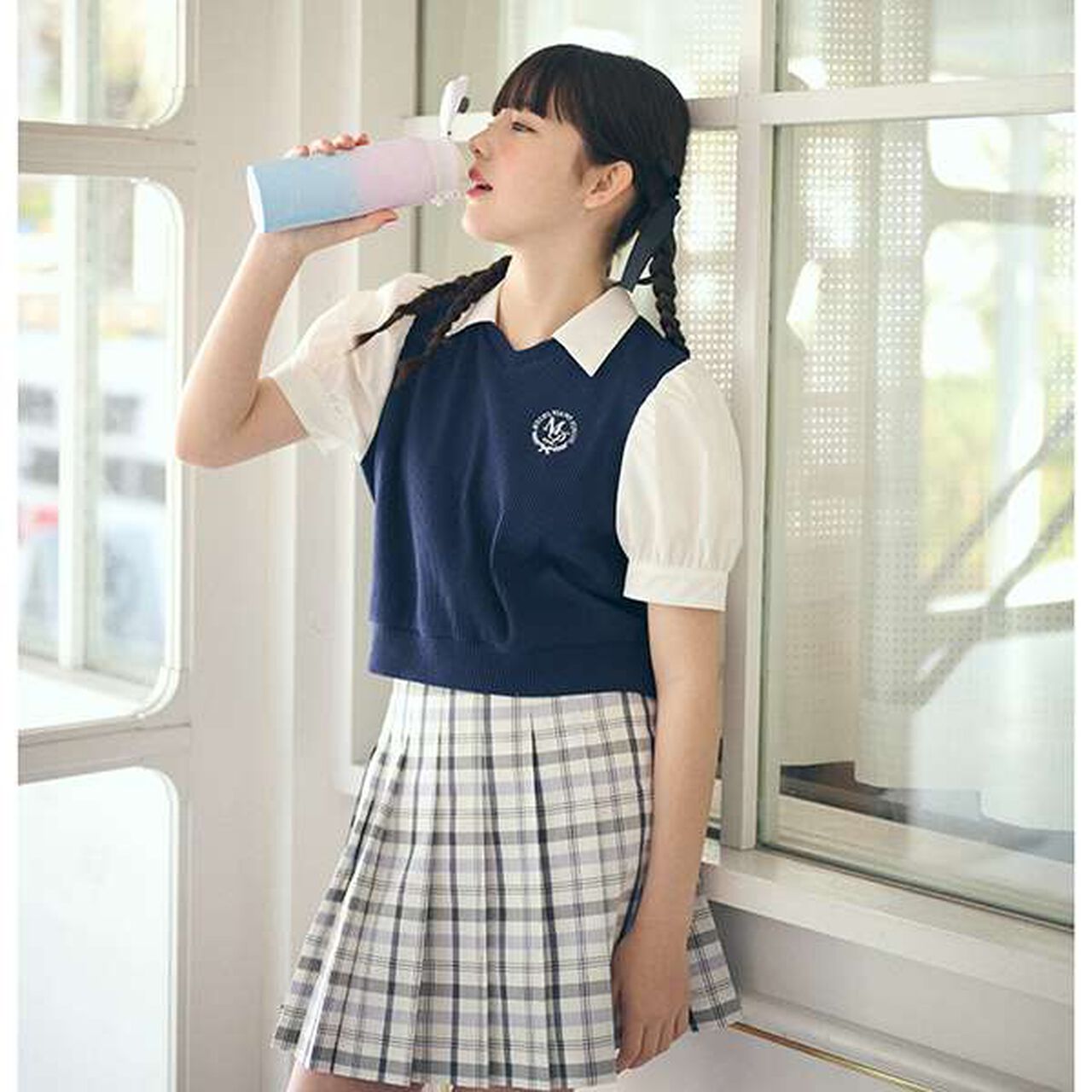 Lightweight Gradient Logo Pattern Water Bottle (480ml),Lavender, large image number 7