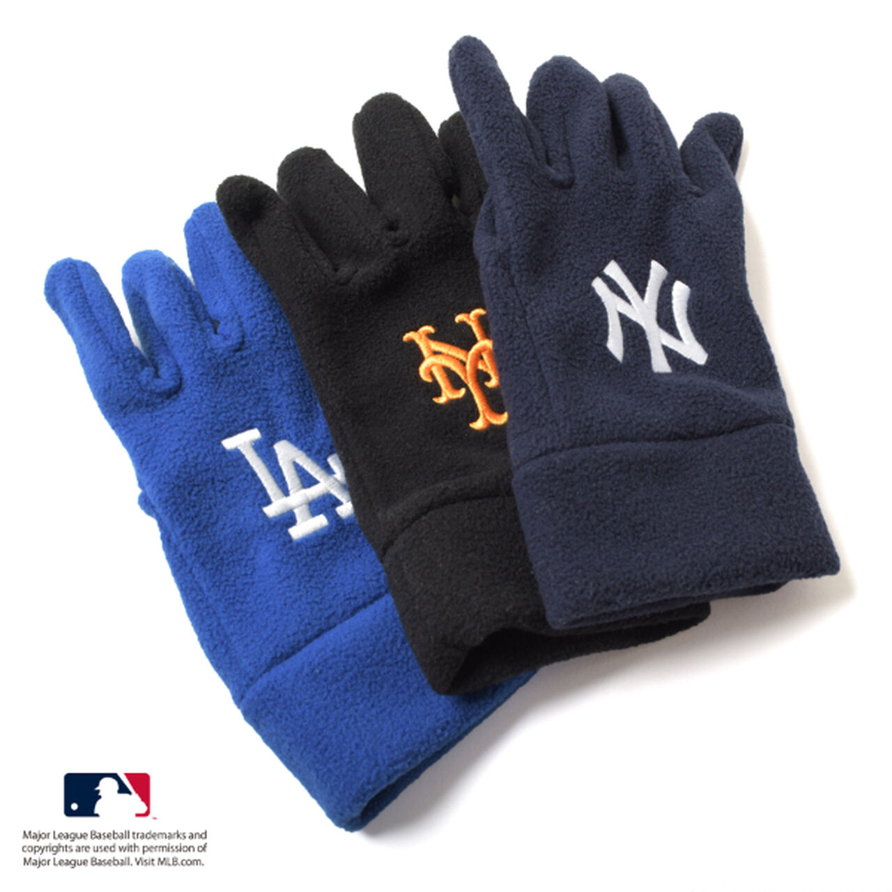 [MLB] Team Logo Fleece Gloves,Black, large image number 4