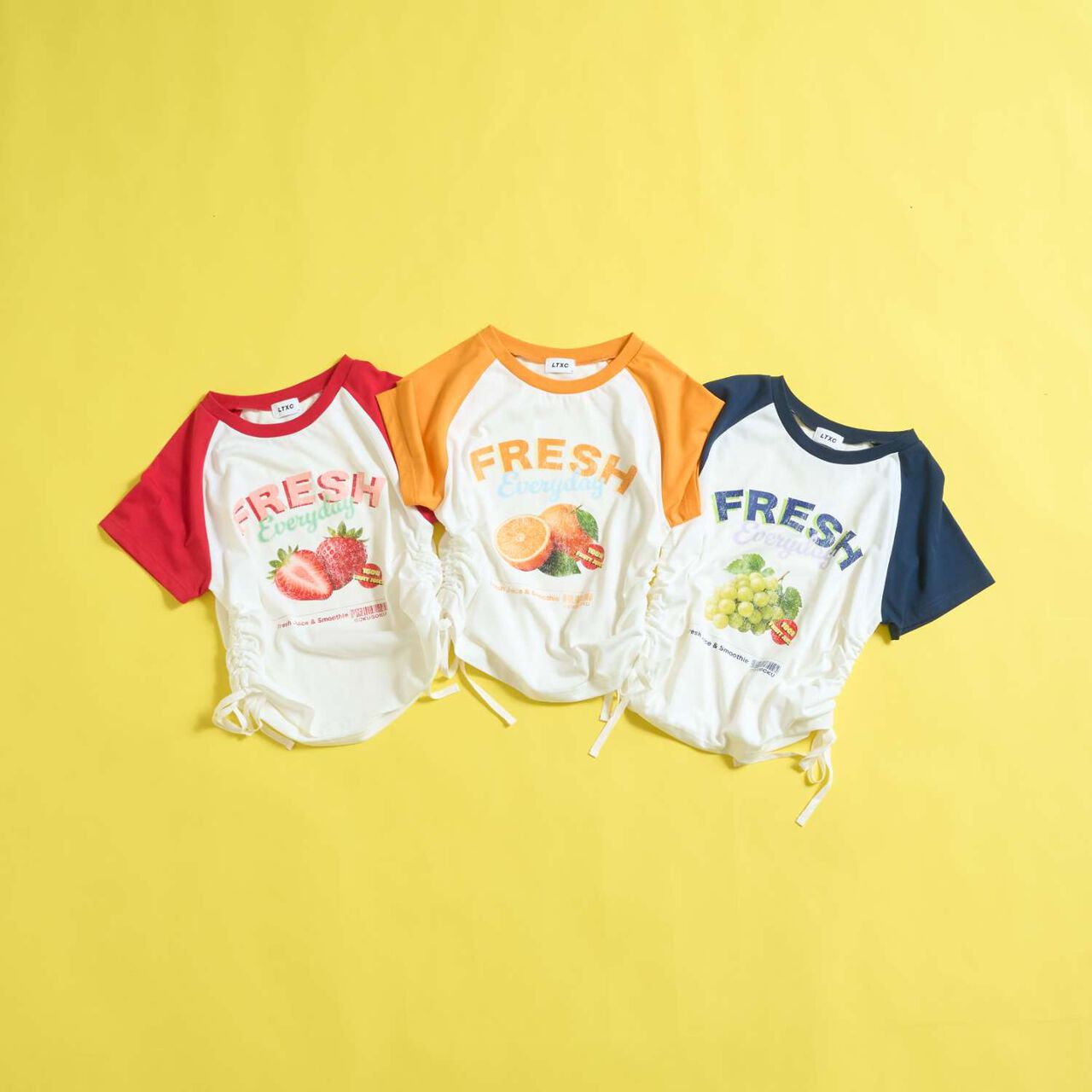 [GOKUGOKU] Multi-Function Shirred Crop Raglan Short-Sleeve T-Shirt,Orange, large image number 17