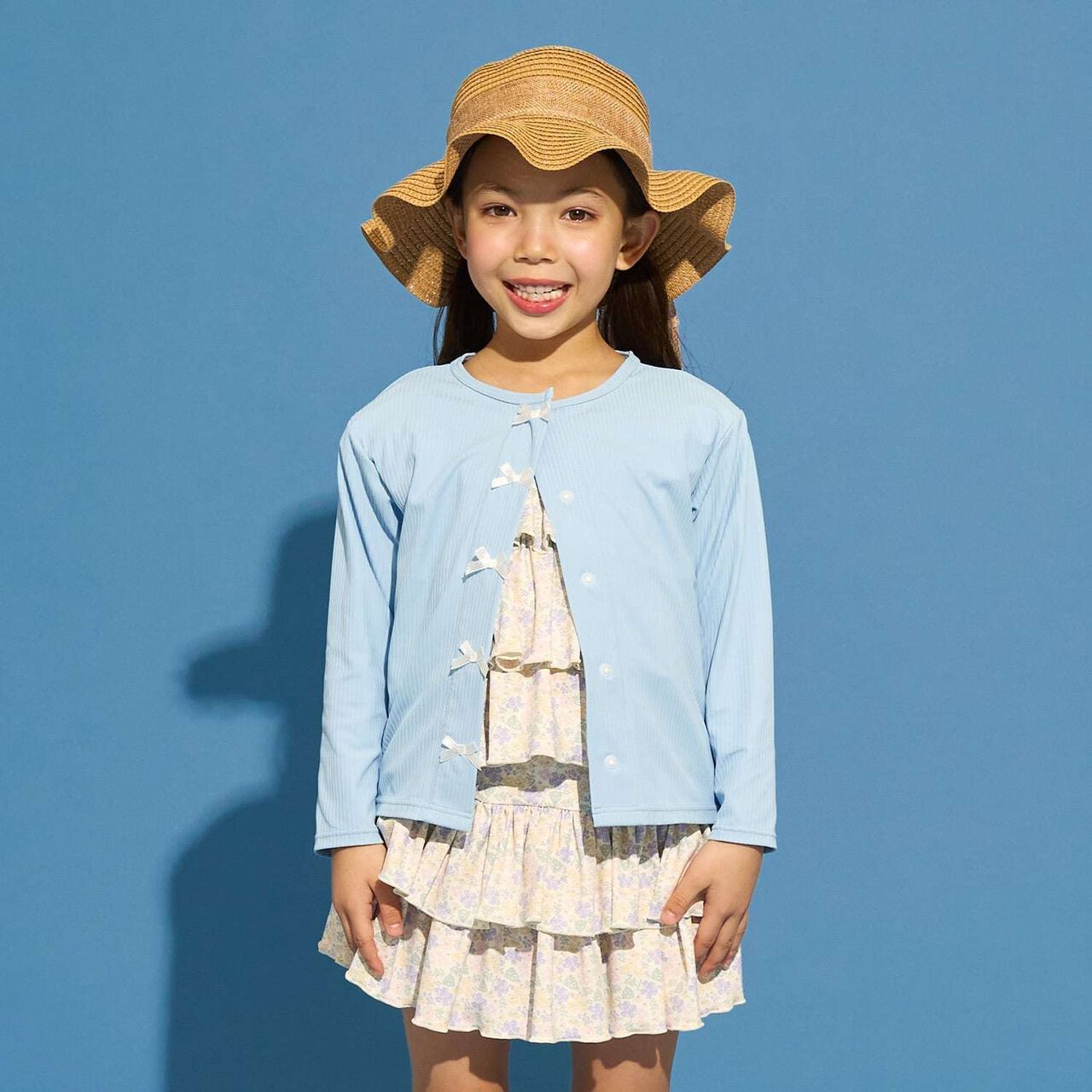 [SWIM] [UV Protection] Rash Guard Cardigan with Ribbon,Sax blue, large image number 0