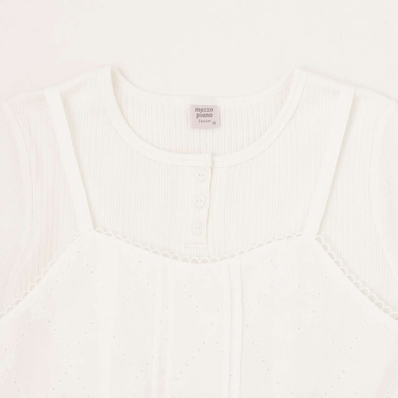 Ribbon Lace Tunic & [Cool Touch] T-Shirt Set,Off white, large image number 3