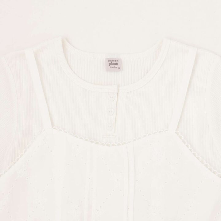 Ribbon Lace Tunic & [Cool Touch] T-Shirt Set,Off white, medium image number 3
