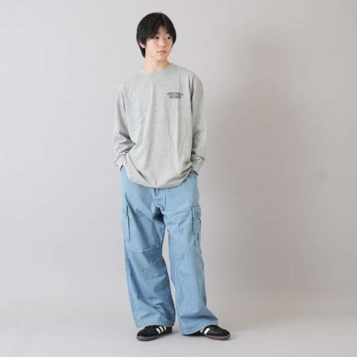 Light Denim Wide Cargo Pants,Deep blue, medium image number 12