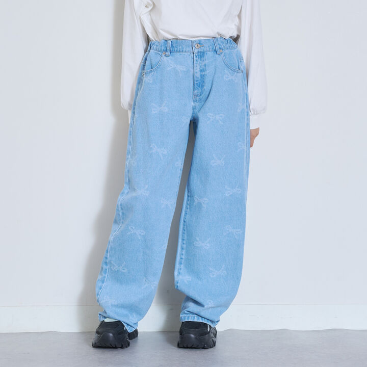 [7days] Ribbon Pattern Denim Pants,, medium