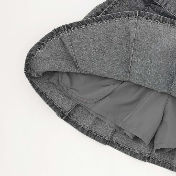 [LTXC] Denim Pleated Skirt with Belt,Navy, medium image number 18
