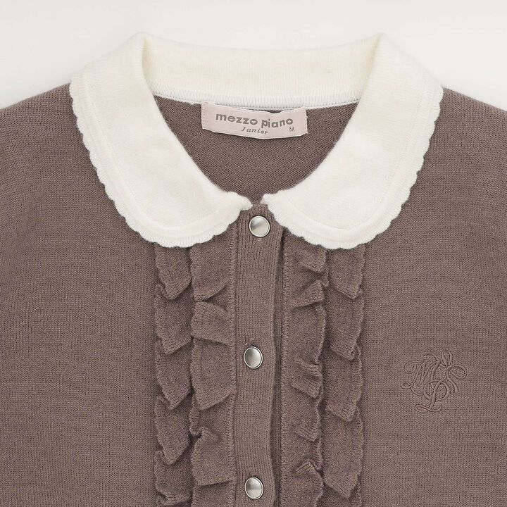 Frill Collar Cardigan,Mocha tea, medium image number 9