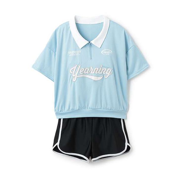 [SWIM] Half-Zip T-Shirt 3-Piece Set,Sax blue, medium image number 4