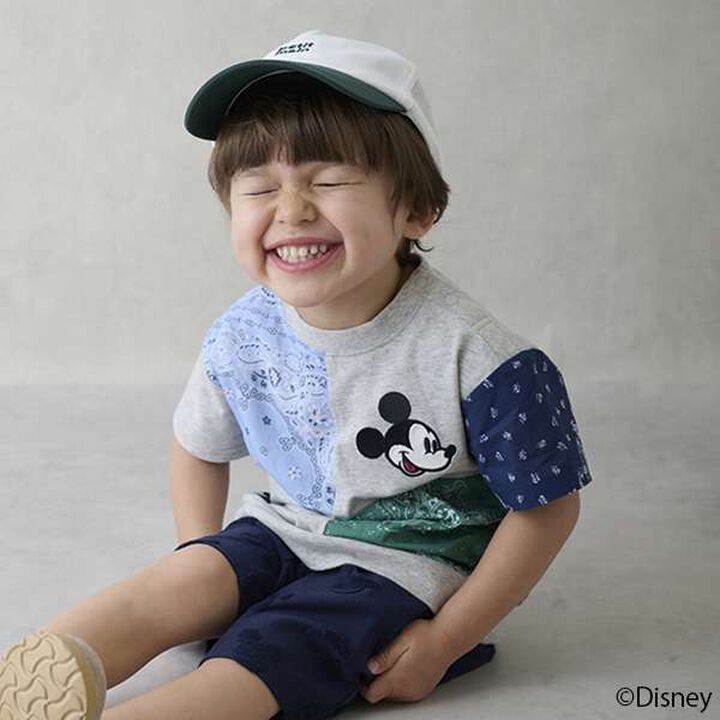 [Disney] Patchwork Short Sleeve T-Shirt,Beige, medium image number 4