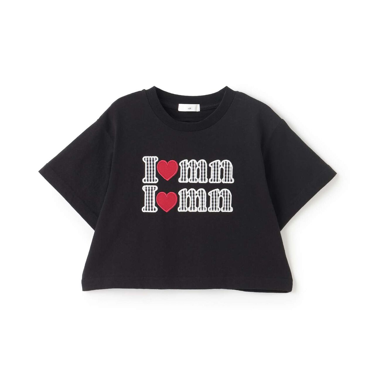 100% Cotton Logo Appliqu&eacute; Cropped Short Sleeve T-Shirt,Black, large image number 18