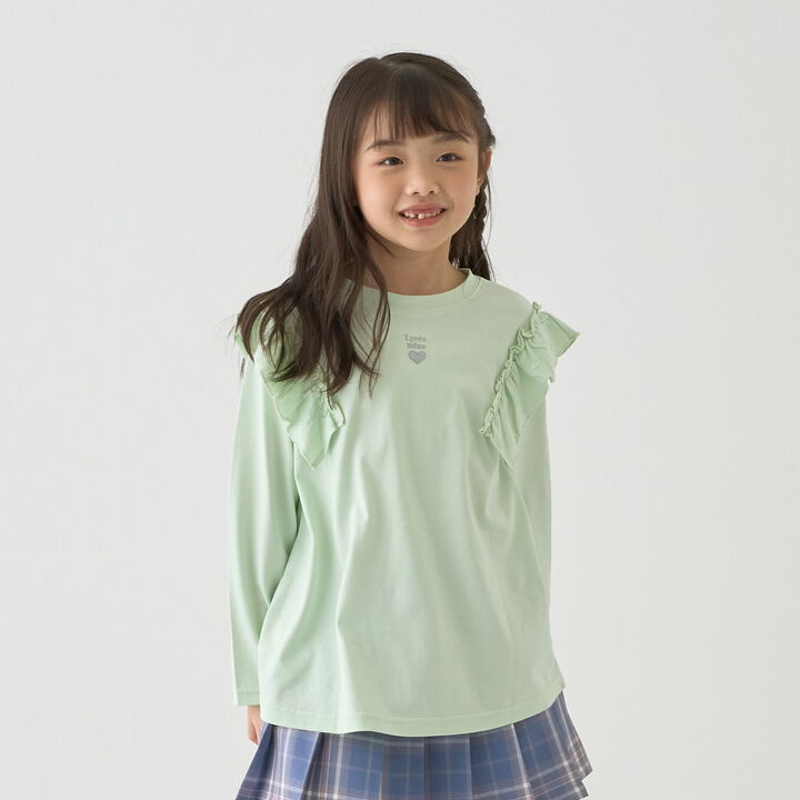 [Muteki T] Cotton 100% Frill A-Line Tunic Long-Sleeve T-Shirt, Either Way Is Fine,, medium