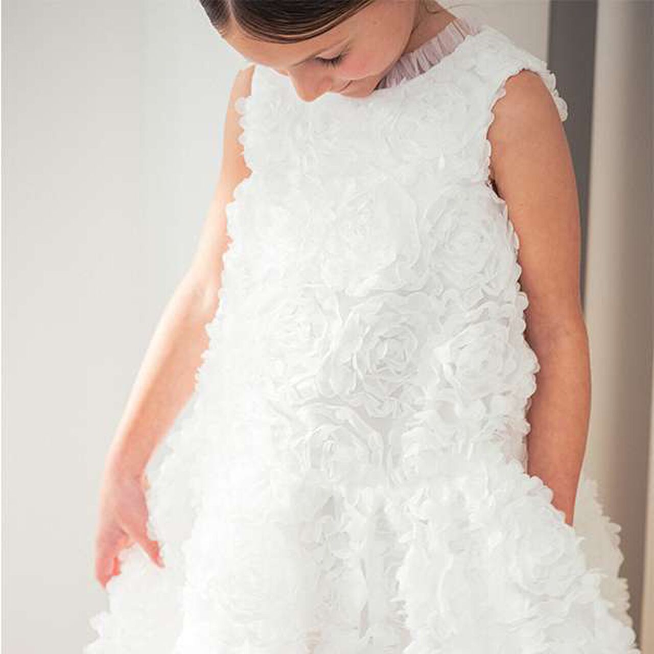 Flower Tape Frill Dress,Off white, large image number 12