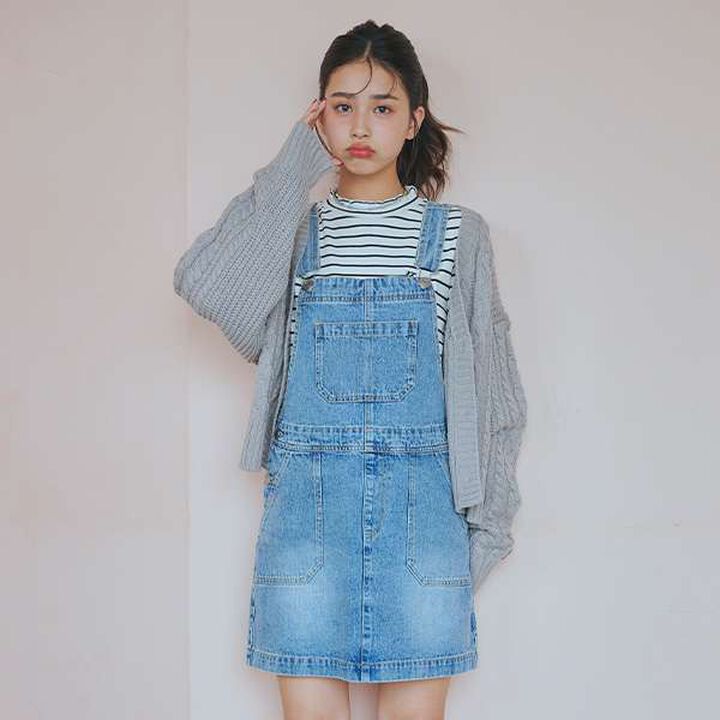 Denim Jumper Dress,Sax blue, medium image number 1
