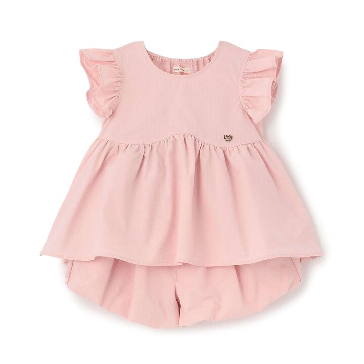 [Outfit Set] Wavy Peplum Blouse & Balloon Pants Set,Navy, medium image number 1