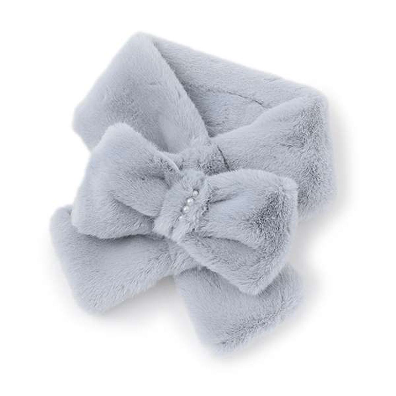 Faux Fur Ribbon Scarf,Ivory, large image number 13