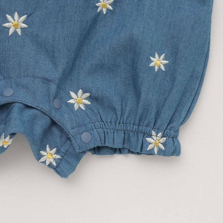Daisy Embroidered Overalls,Ivory, medium image number 4