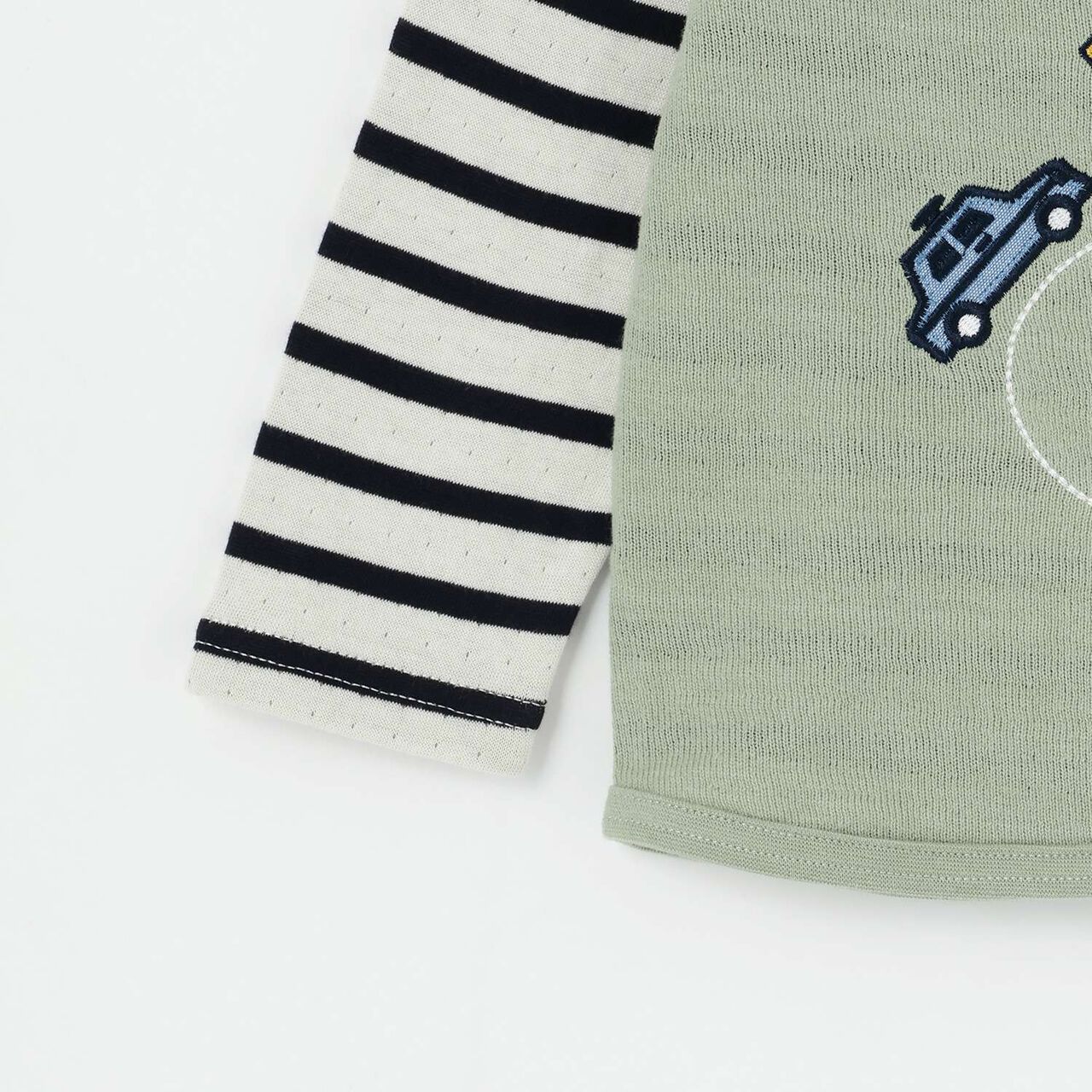 [Restock] Car Embroidery Long-Sleeve T-Shirt,Light khaki, large image number 5