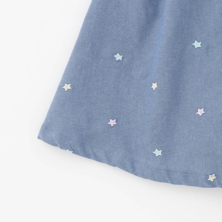 Shoulder Opening Short Sleeve T-Shirt & Star Camisole Dress Set,Sax blue, medium image number 6