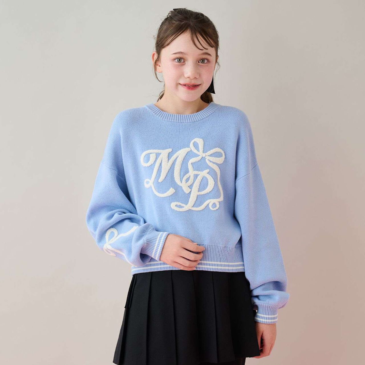 Logo Jacquard Embroidery Knitwear,Light blue, large image number 0