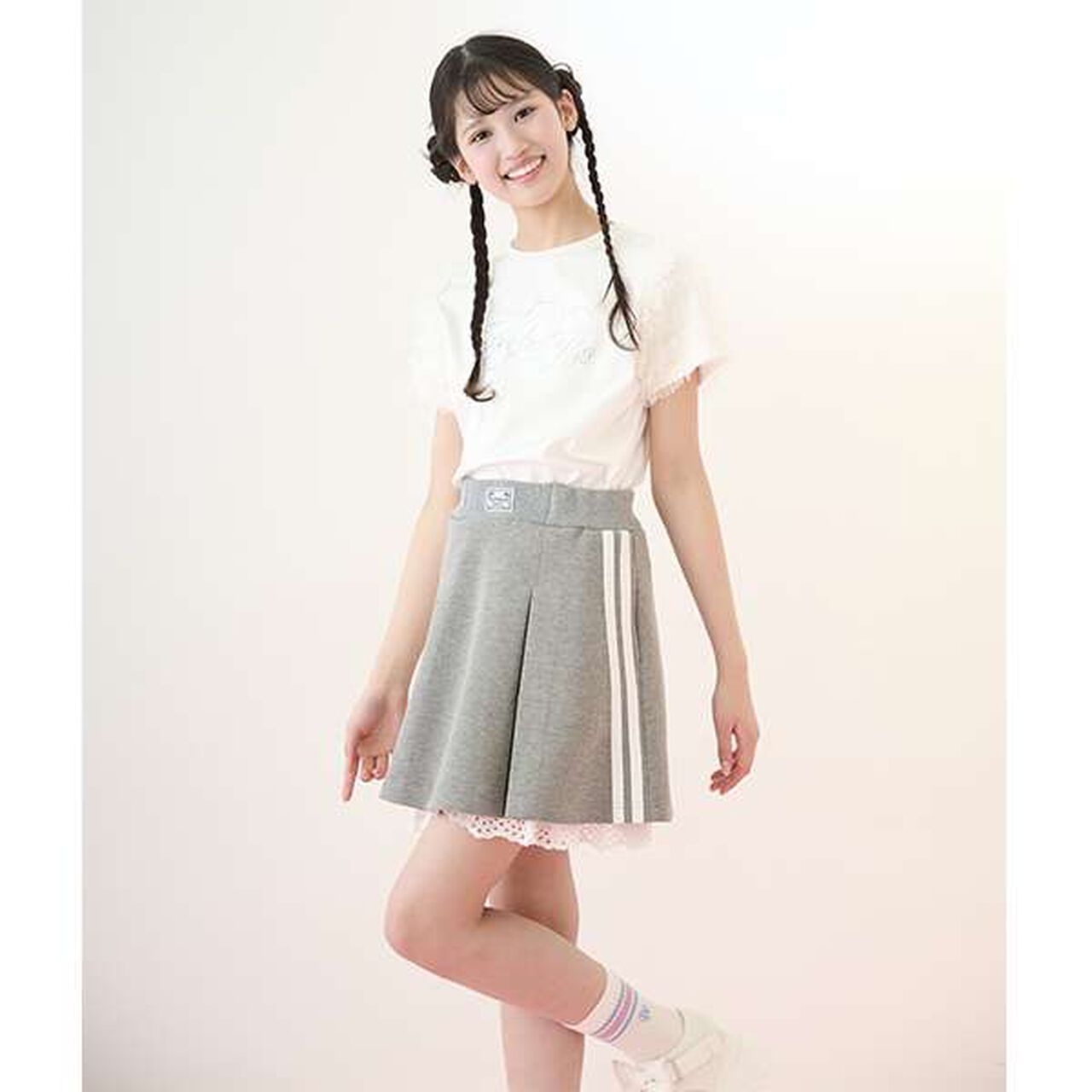 Jersey Skirt & Lace Pants Set,Gray, large image number 19