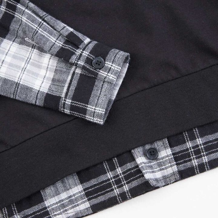 KPBOY Checkered Layered Sweatshirt in Lightweight French Terry (90-160),Black, medium image number 4