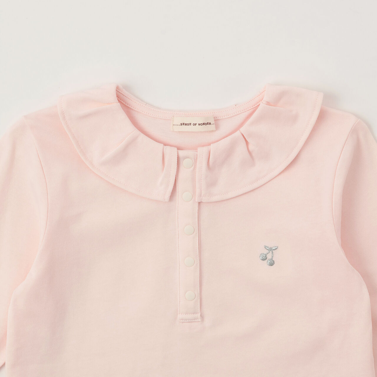 Frilled Collar Long-Sleeve T-Shirt,Light pink, large image number 2