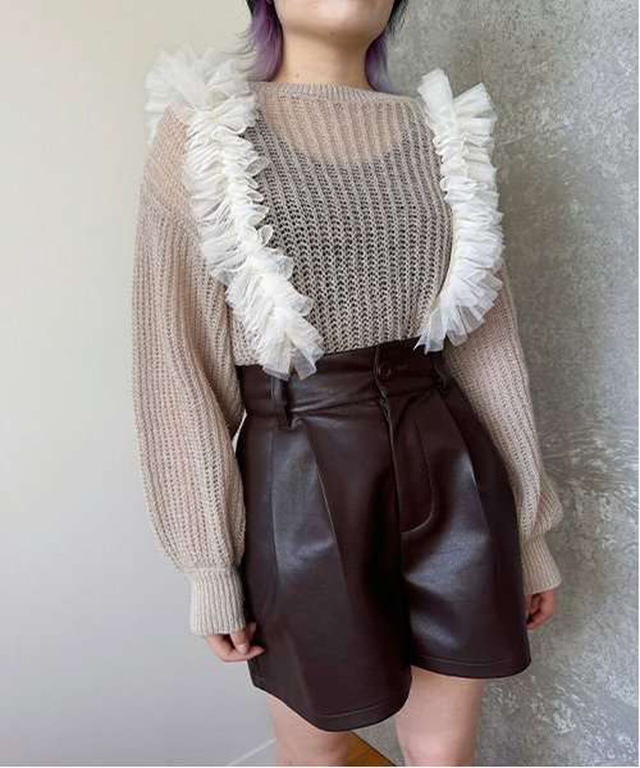 Mesh Knitwear,Charcoal gray, large image number 13