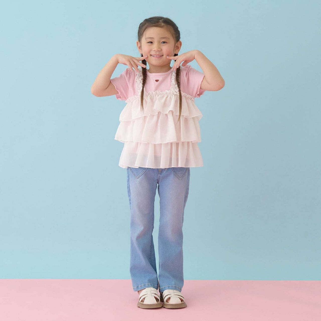 [Either Way Is Fine] UV Protection & Cool Touch Tiered Camisole Docking T-Shirt [Kids Girls],Mint, large image number 22