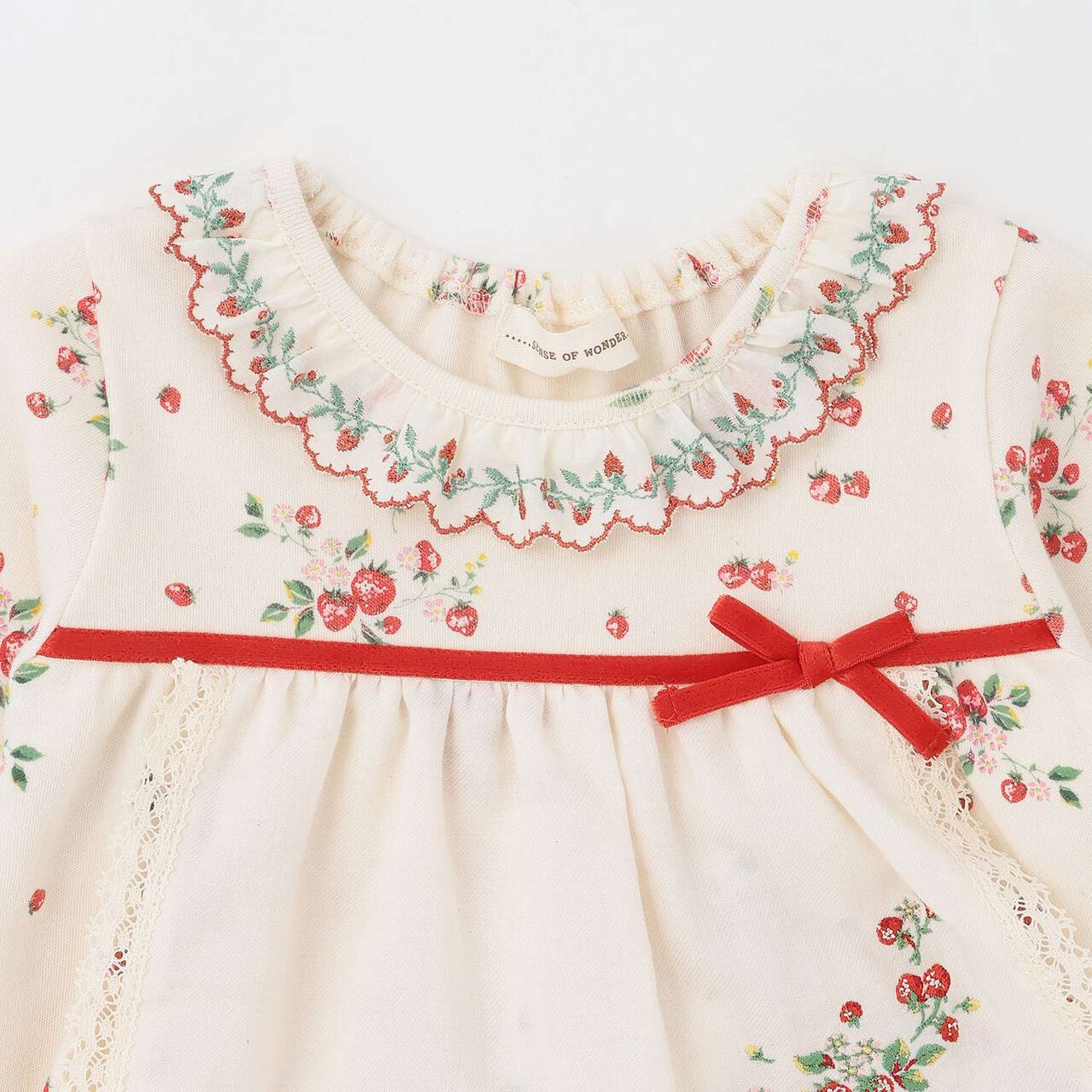 Wild Strawberry Baby Suit [Organic] [Made in Japan],Pearl white, large image number 3
